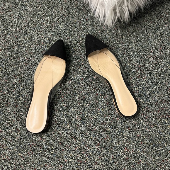 Black & Clear Transparent Vinyl Acrylic Pointed Toe Slides Flat Shoes Sz 6.5/7 - Picture 9 of 16